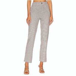 Free People Kate Plaid Pant Straight Leg Brown White Sz M